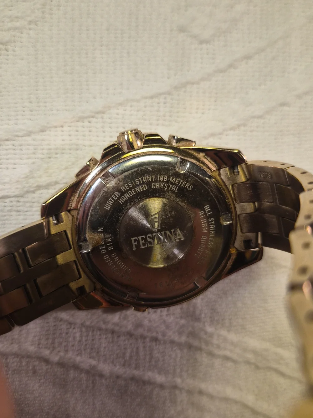 Mens Festina Watch Chronograph Gold Plated F 16119 Chrono Bike Blue Face ✨️💫